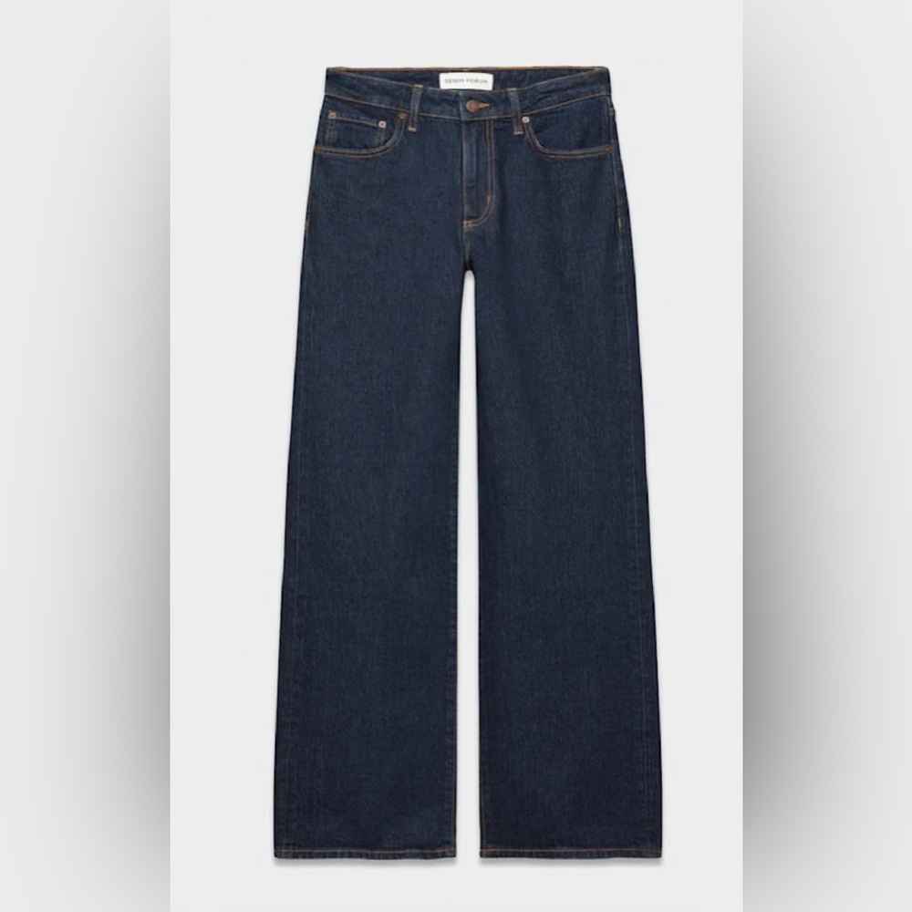 Denim Forum Lana Mid-Ride Wide-Leg Jeans — Dark Blue Size 25